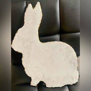 New White Marble Gold Bunny Charcuterie Cheese Board Serving Tray Easter Spring